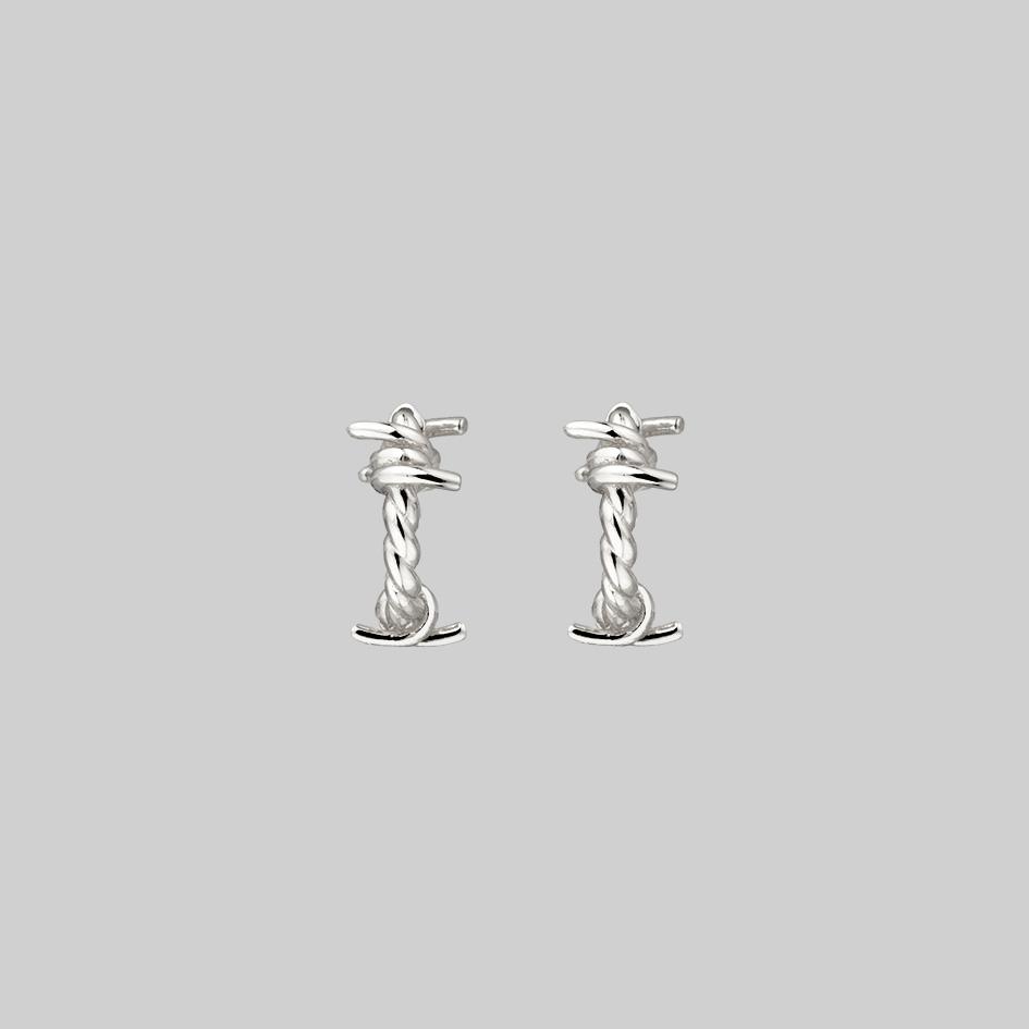 Survival Barbed Wire Clicker Hoop Earrings - Silver Punk Gothic Jewelry for Women - Perfect for Concerts, Parties and Edgy Fashion Styles
