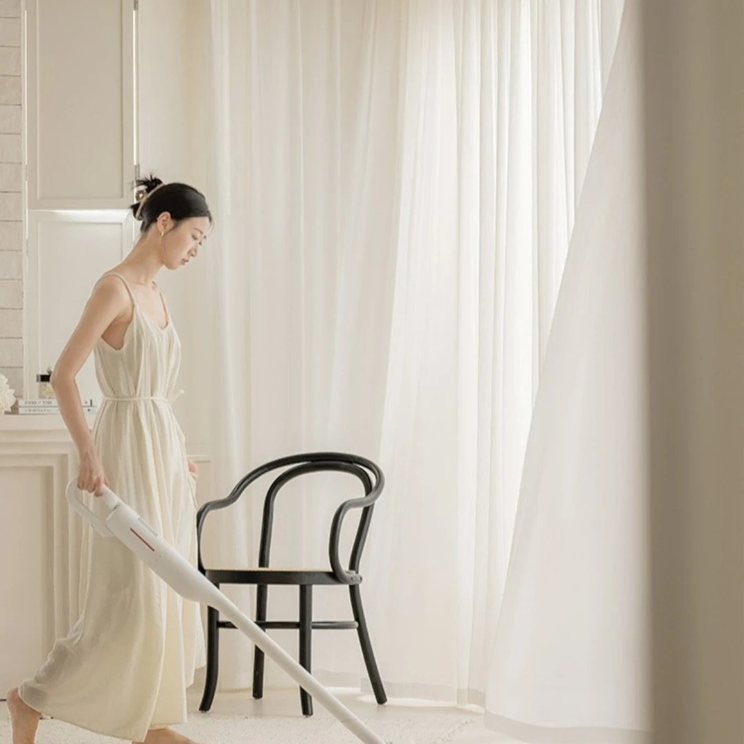 Vada Gauze Vertical Crinkle Custom Privacy Curtain - Light Filtering Window Treatment for Bedroom, Living Room & Nursery