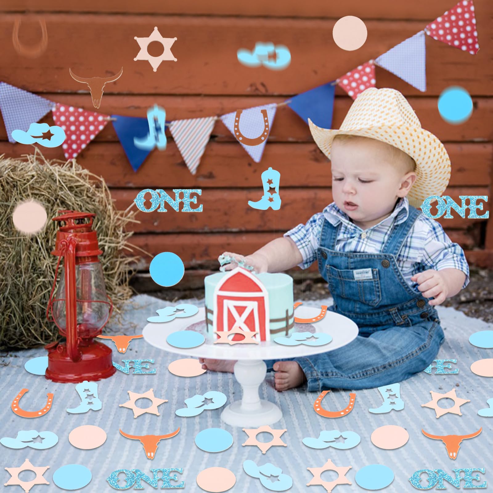 200PCS Western Cowboy Birthday Confetti - First Rodeo Party Decorations for Boys in Blue | 1st Birthday Table Scatter Decor | Perfect for Cowboy Themed Parties, Baby Showers & Western Celebrations