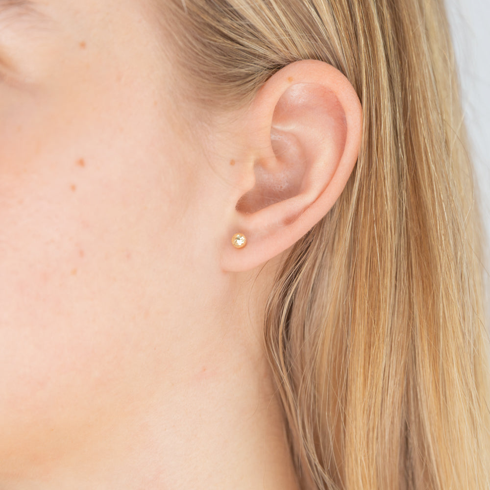 9ct Yellow Gold 4mm Diamond-Cut Ball Stud Earrings for Women - Elegant Everyday Jewelry for Work, Party & Special Occasions