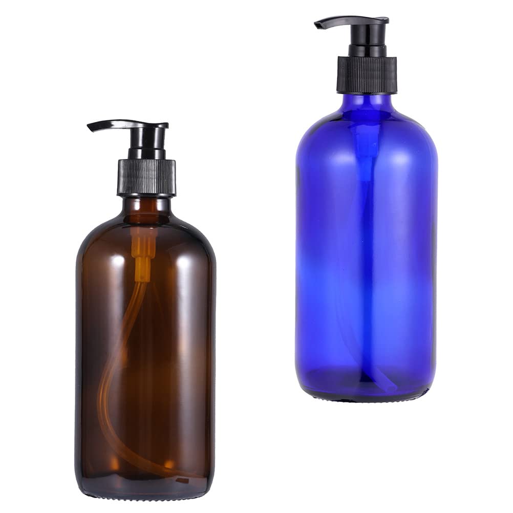 FOMIYES 2-Pack Glass Lotion Bottles with Press-Type Dispenser - Refillable Cosmetic Containers for Skincare, Travel & DIY Crafts