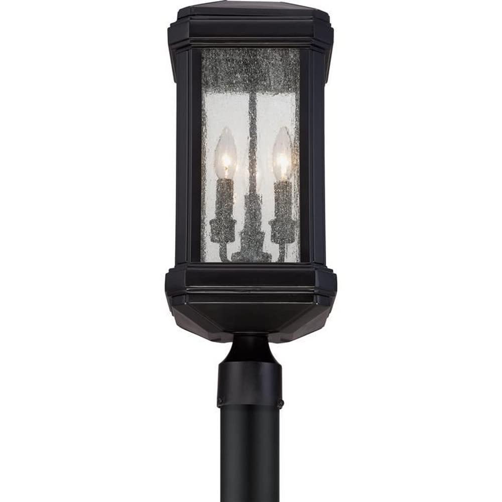 3-Light Outdoor Post Lantern - Transitional Style Black Exterior Light Fixture for Porch, Patio & Garden - Weather Resistant & Energy Efficient (Model 71-Bel-1753573) - Perfect for Entryway Lighting, Pathway Illumination & Landscape Accents