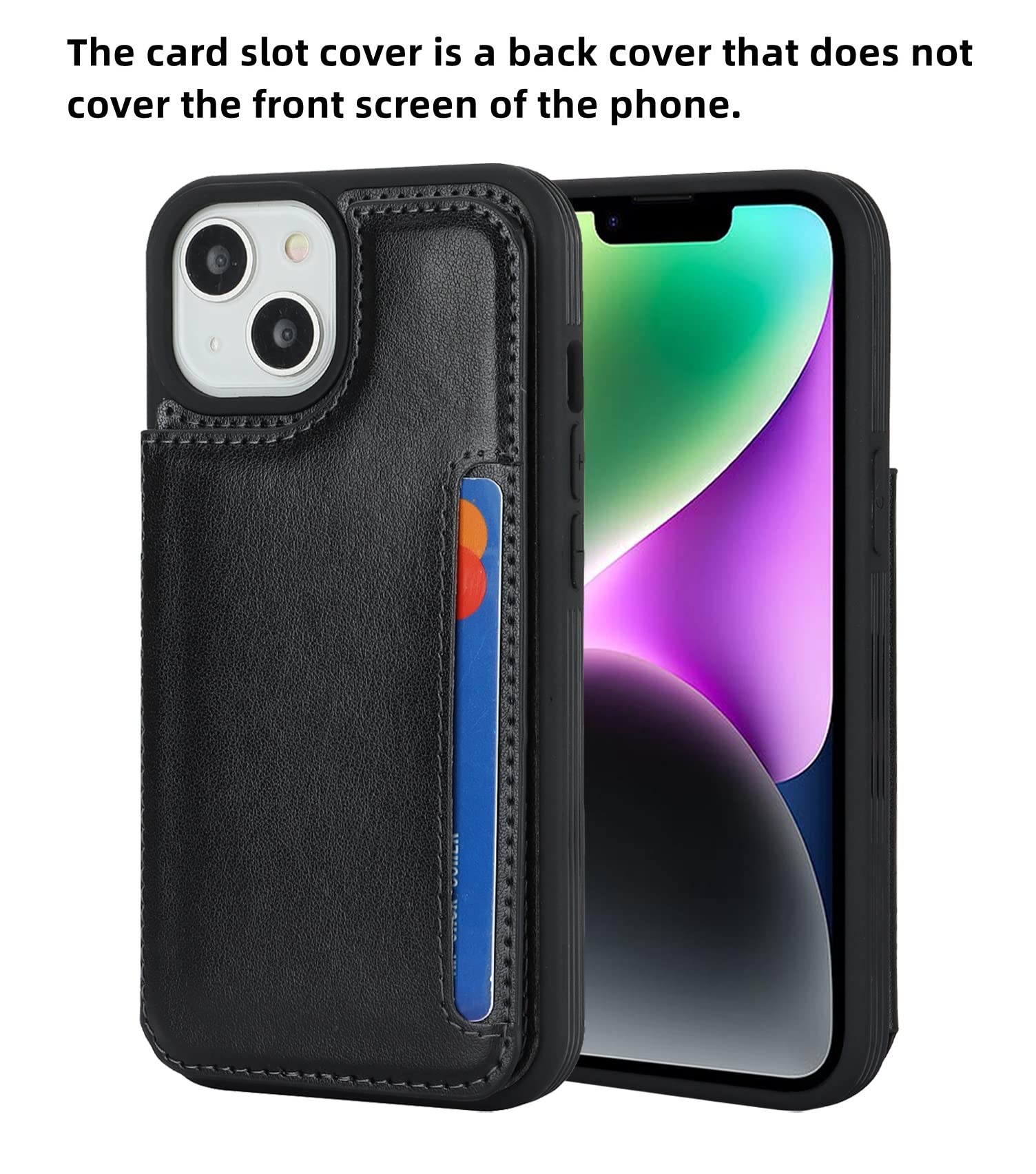 iCoverCase for iPhone 14 Wallet Case with Card Holder & RFID Blocking - PU Leather Protective Phone Cover for iPhone 14 6.1 Inch (Black) - Perfect for Everyday Use, Travel, and Secure Contactless Payments
