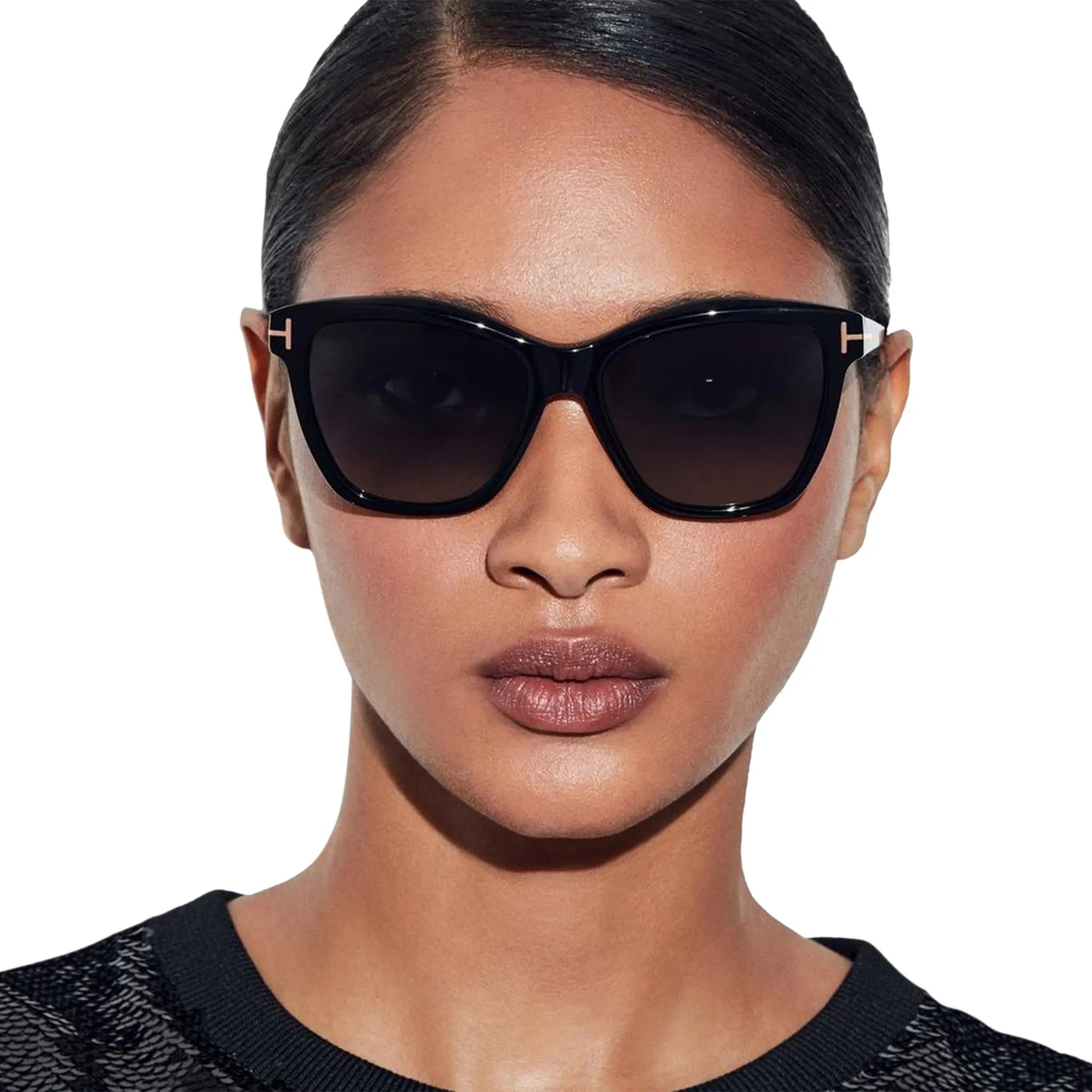 Tom Ford Lucia FT1087 05D Black Polarized Sunglasses for Women - UV Protection Luxury Fashion Shades for Driving, Beach & Outdoor Activities