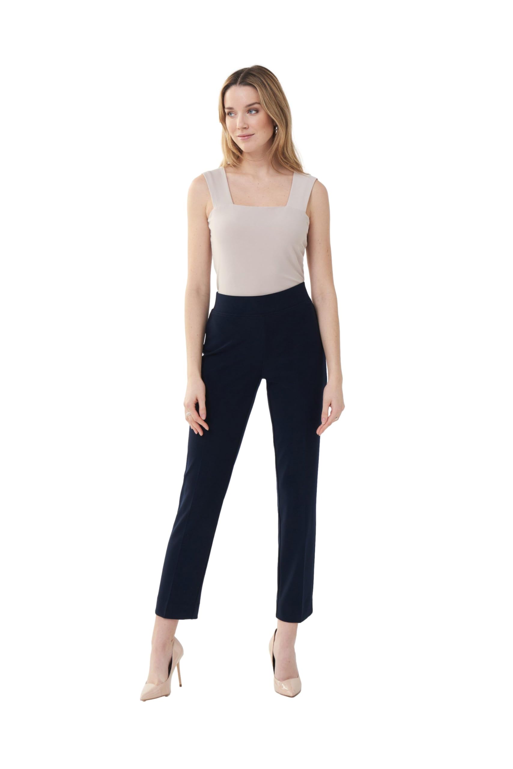 Women's Classic High-Waisted Dress Pants for Office Work - Comfortable Stretch Formal Trousers for Business, Interviews & Professional Occasions