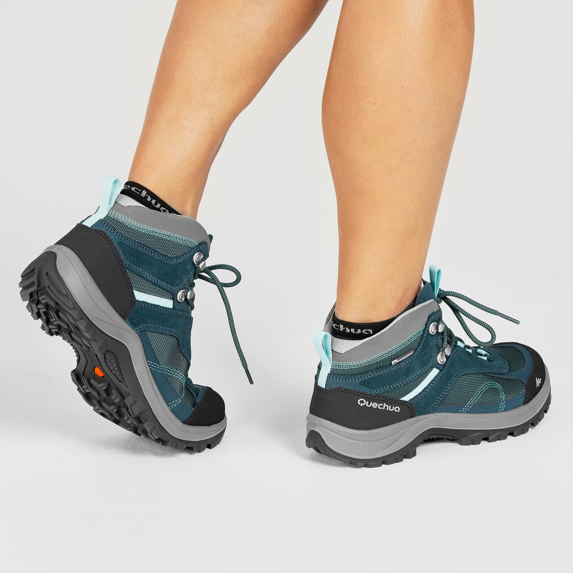 Quechua Women's MH100 Waterproof Mid Hiking Boots - Lightweight Trekking Shoes for Outdoor Adventures, Trail Walking & Camping