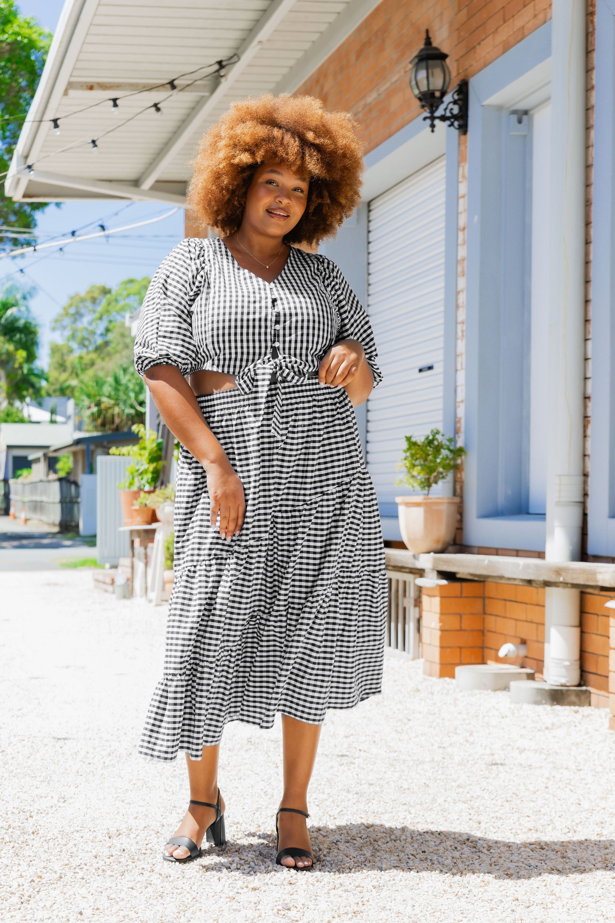 Penelope Top - Black & White Gingham Checkered Blouse for Women | Casual Summer Tops for Outing, Dating & Office Wear