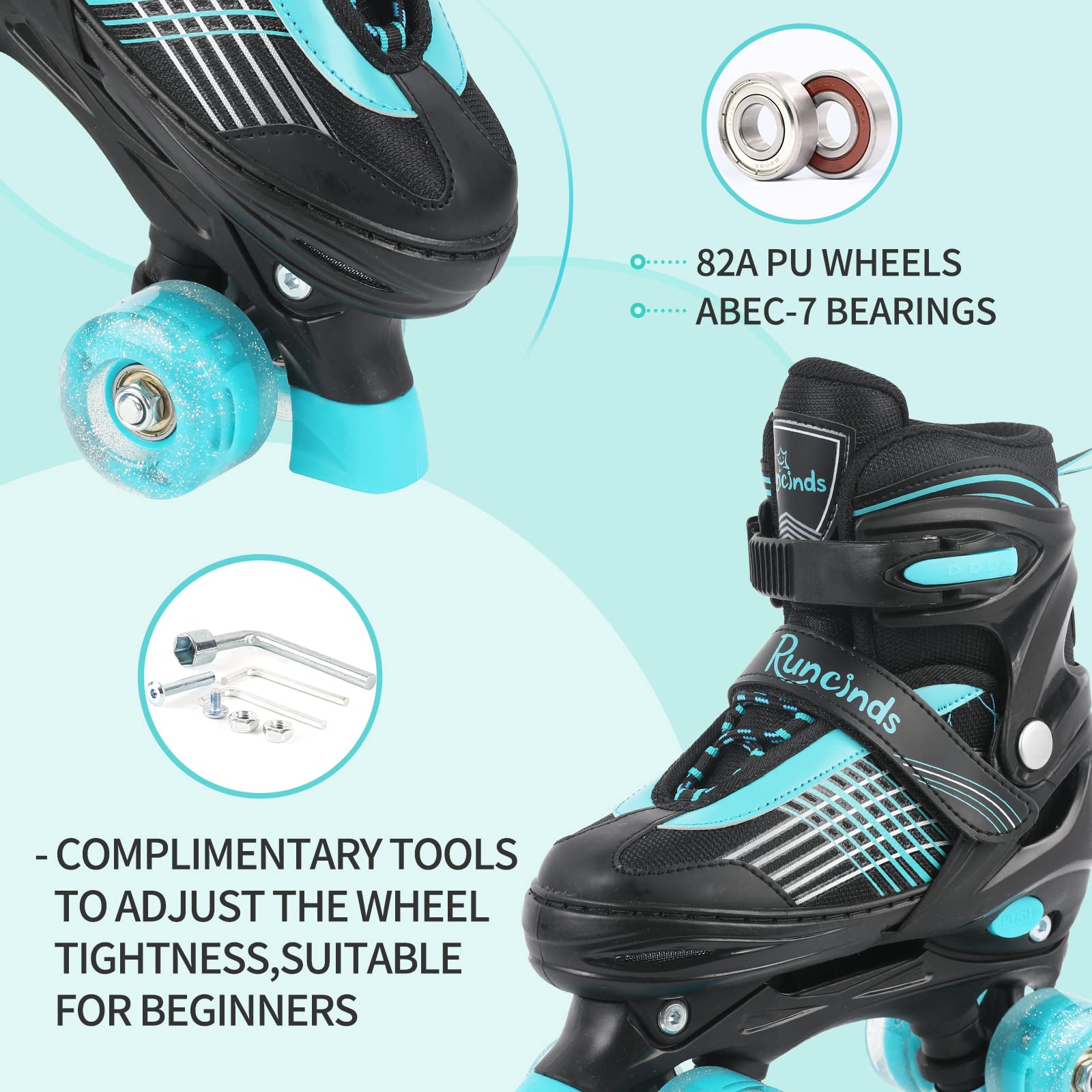 Adjustable Kids Roller Skates for Boys & Girls | Light-Up Wheels Beginner Rollerblades for Toddlers | Perfect for Birthday Gifts, Outdoor Play & Learning to Skate