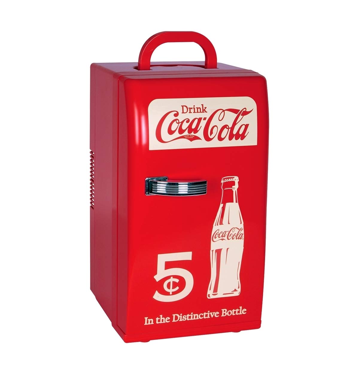 **Coca-Cola Retro 18 Can Mini Fridge - 22L (23 qt) Portable Cooler with 12V DC & 110V AC Cords - Red Travel Fridge for Drinks, Snacks, Lunch - Perfect for Home, Office, Dorm, RV & Road Trips**