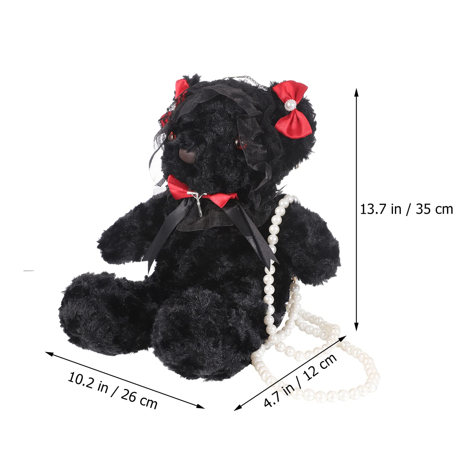 KESYOO Plush Pearl Shoulder Bag - Lace Bear Messenger Purse, Gothic Crossbody Sling Bag with Chain, Fluffy Women's Handbag & Tote Organizer for Daily Use, Work, Travel & Date Night