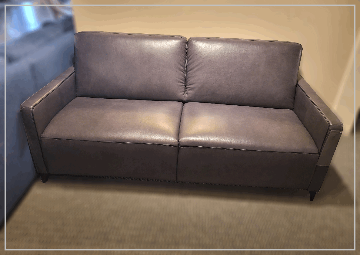 Kathy Ireland Wigan Luxury Gray Italian Leather Queen Sleeper Sofa Bed - Convertible Sleeper Sofa for Living Room, Guest Room & Small Spaces