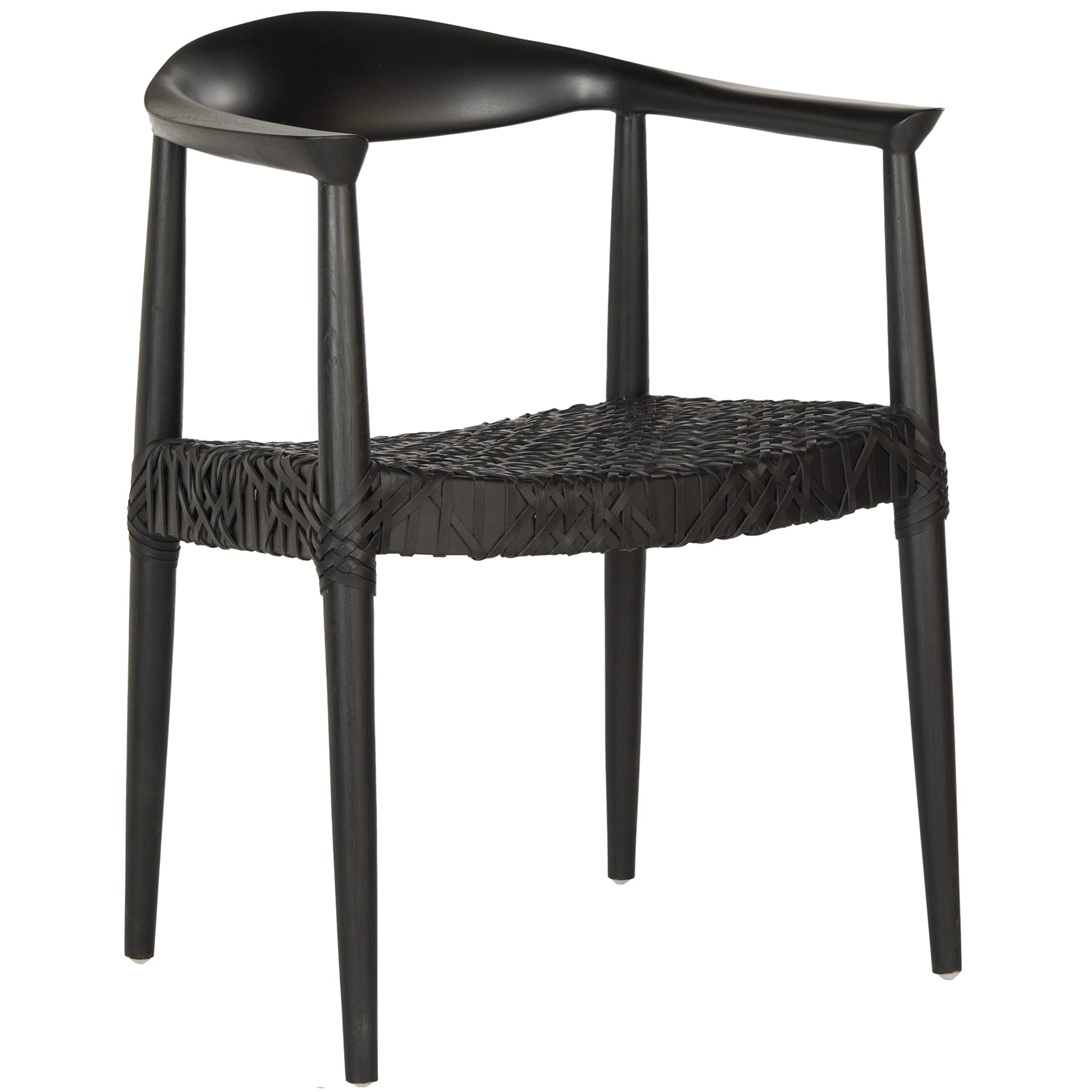 Safavieh Home Bandelier 17-inch Boho Modern Woven Arm Chair - Black/Black - Perfect for Living Room, Bedroom & Boho Home Decor