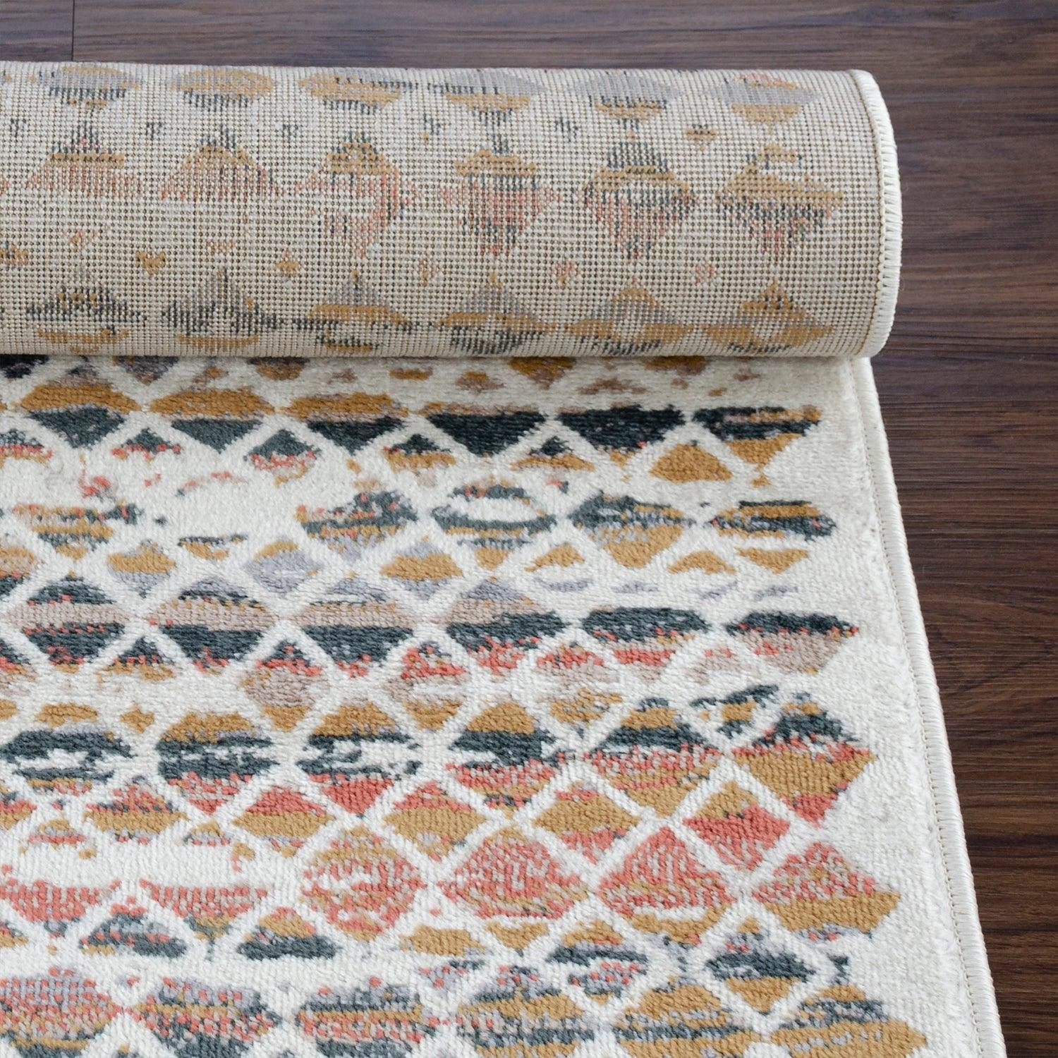 Numair Abstract Geometric Diamonds Indoor Area Rug - Non-Slip Modern Runner Rug for Living Room, Bedroom, Office - Soft Boho Home Decor Carpet