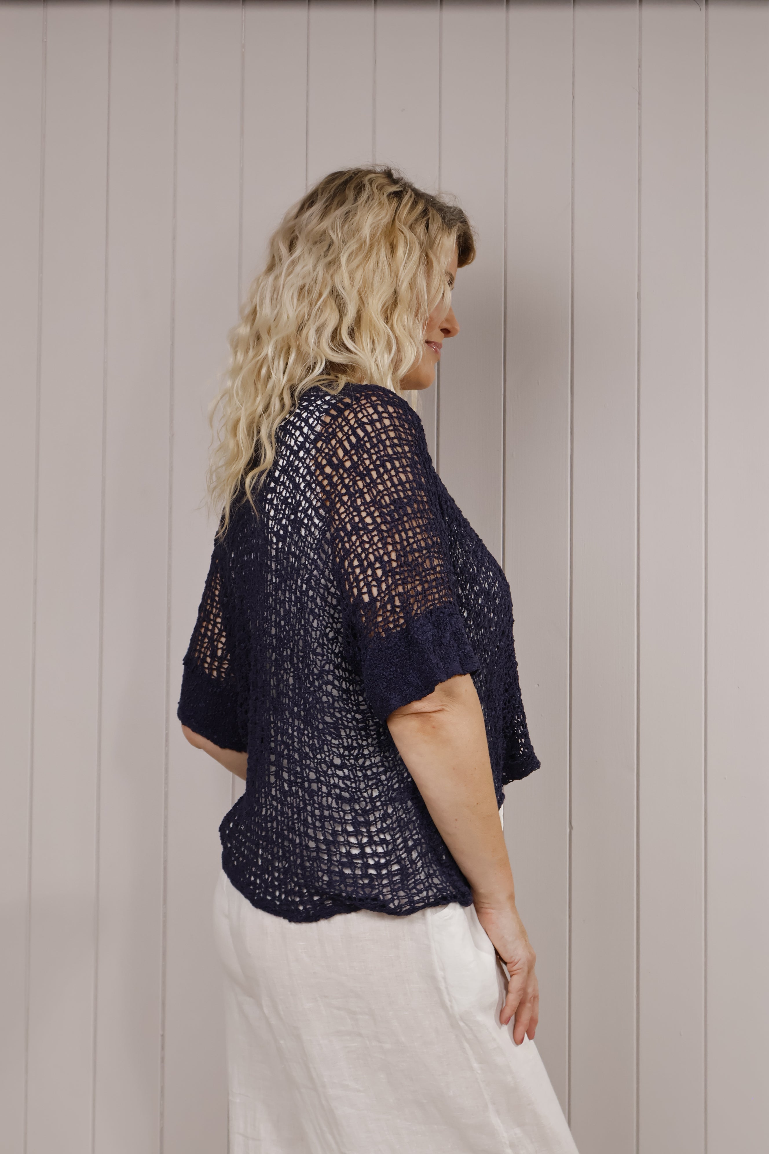 Pippa Popcorn Cardigan Navy - Cozy Knit Sweater for Women | Perfect for Fall & Winter Outfits, Casual Wear & Layering