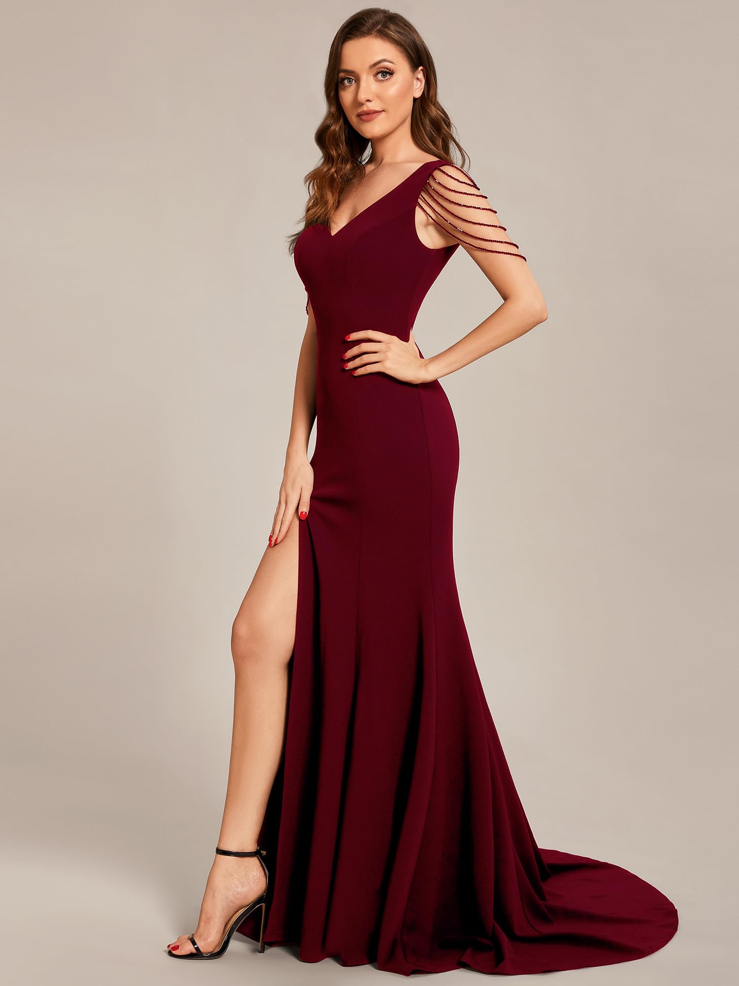 Ever-Pretty Women's Elegant V-Neck Sleeveless Bodycon Split Maxi Evening Dress 01670 - Perfect for Prom, Cocktail Party, Wedding Guest & Formal Occasions