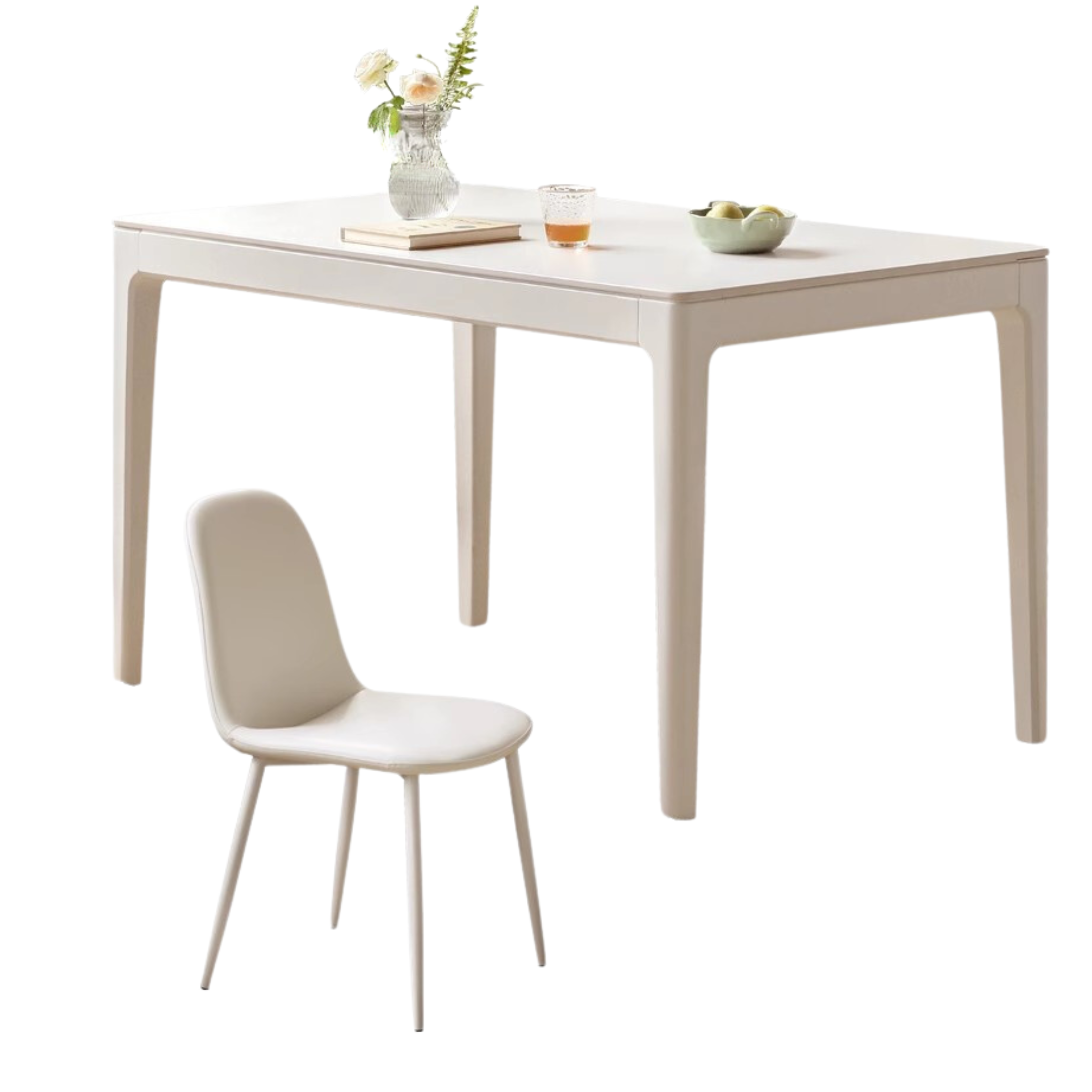 51.2x31.4x29.5 inch / 130x80x75cm / white color / Slate Dining Table + four chairs