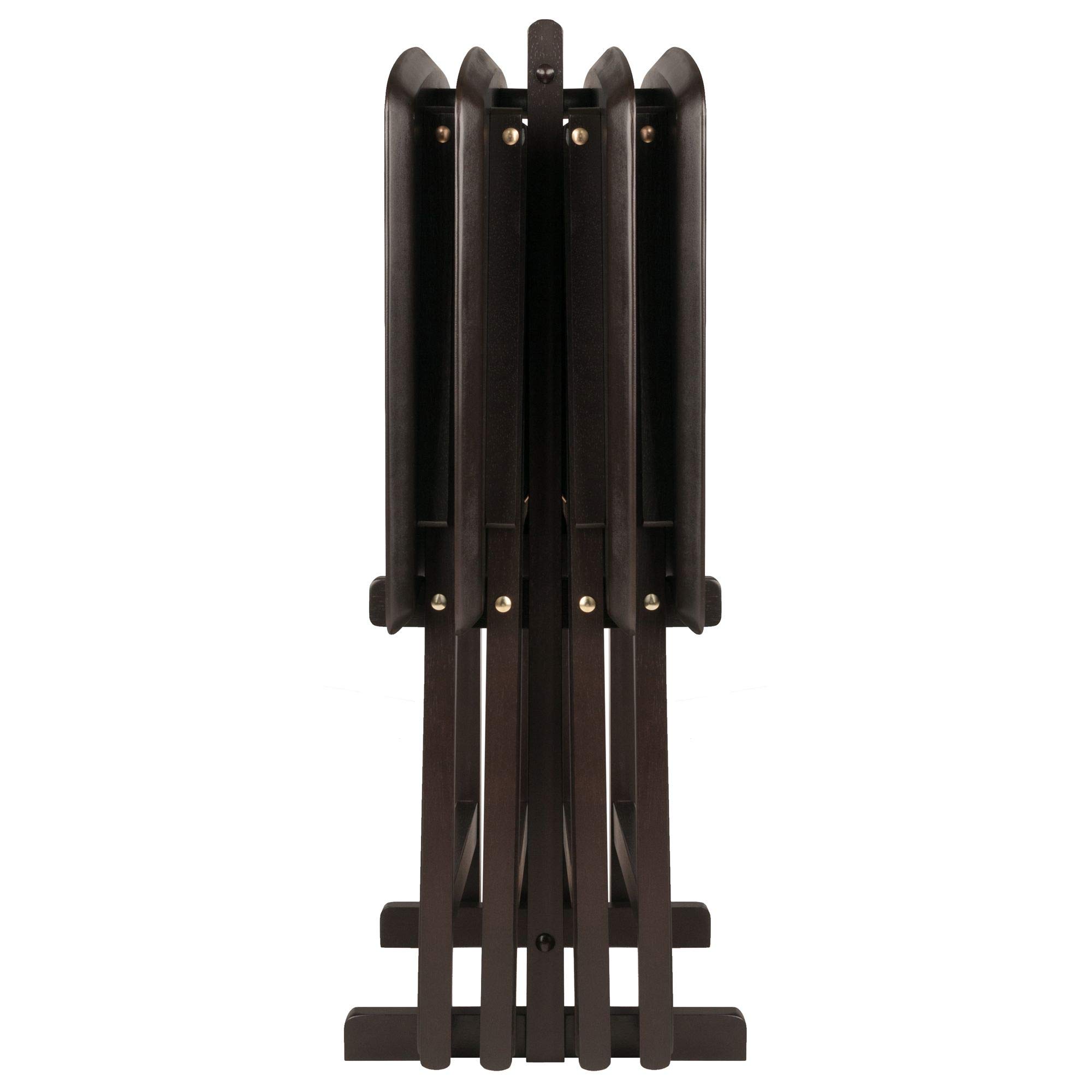 5-Piece Coffee Brown Contemporary Fan-Shaped Snack Table Set - 29.75 Inch Height - Perfect for Living Room, Patio, or Small Space Decor - Modern Side Tables for Coffee, Drinks, and Snacks
