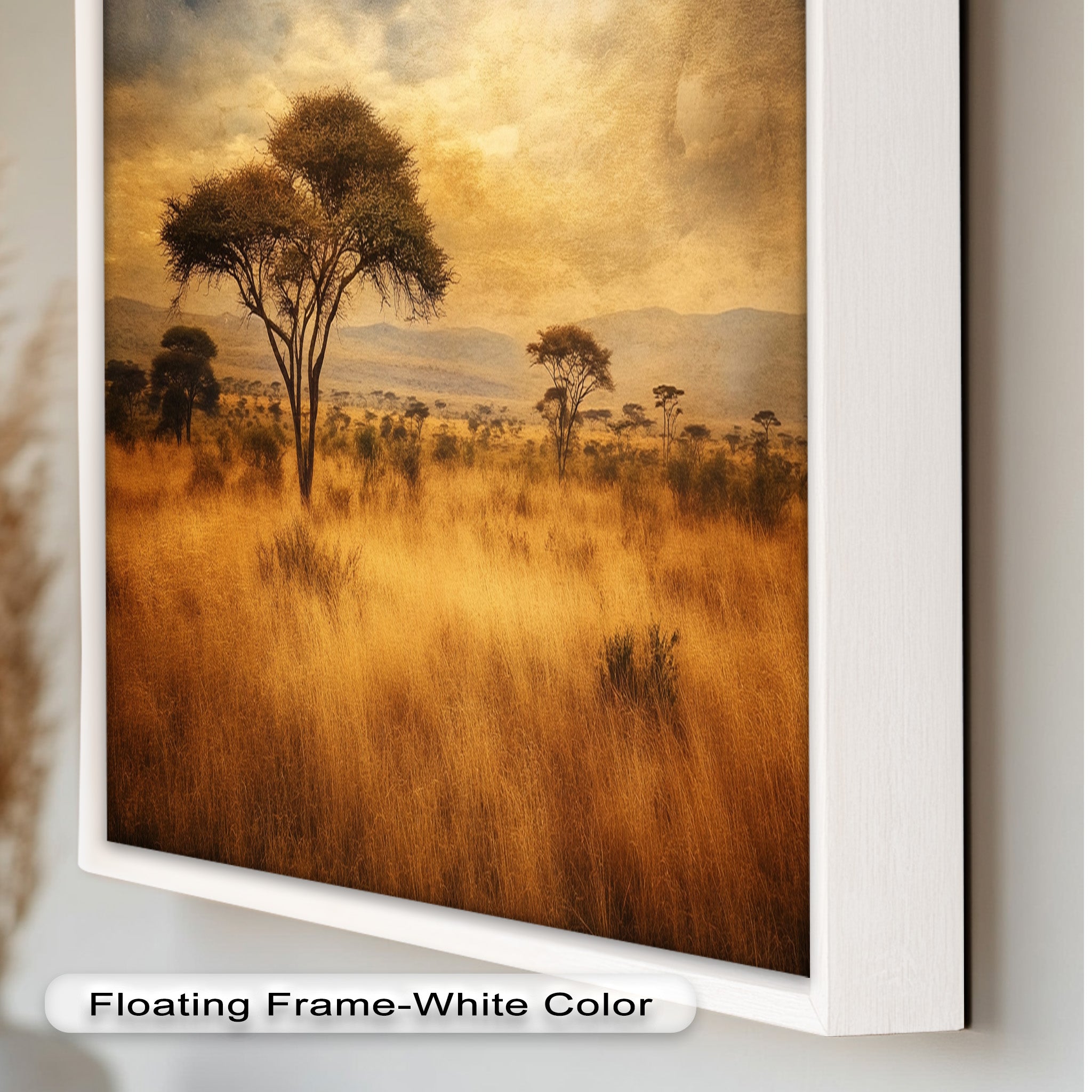 African Savanna Tree Landscape Oil Painting Wall Art - Handmade Canvas Artwork for Living Room, Bedroom & Office Decor