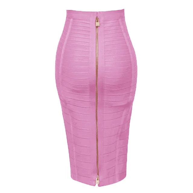 Stylish Black Red Blue Orange Zipper Bodycon Rayon Bandage Skirt for Women | Sexy Pencil Skirt for Day, Night, Party & Club Outfits | Perfect for Date Nights, Clubbing & Special Occasions
