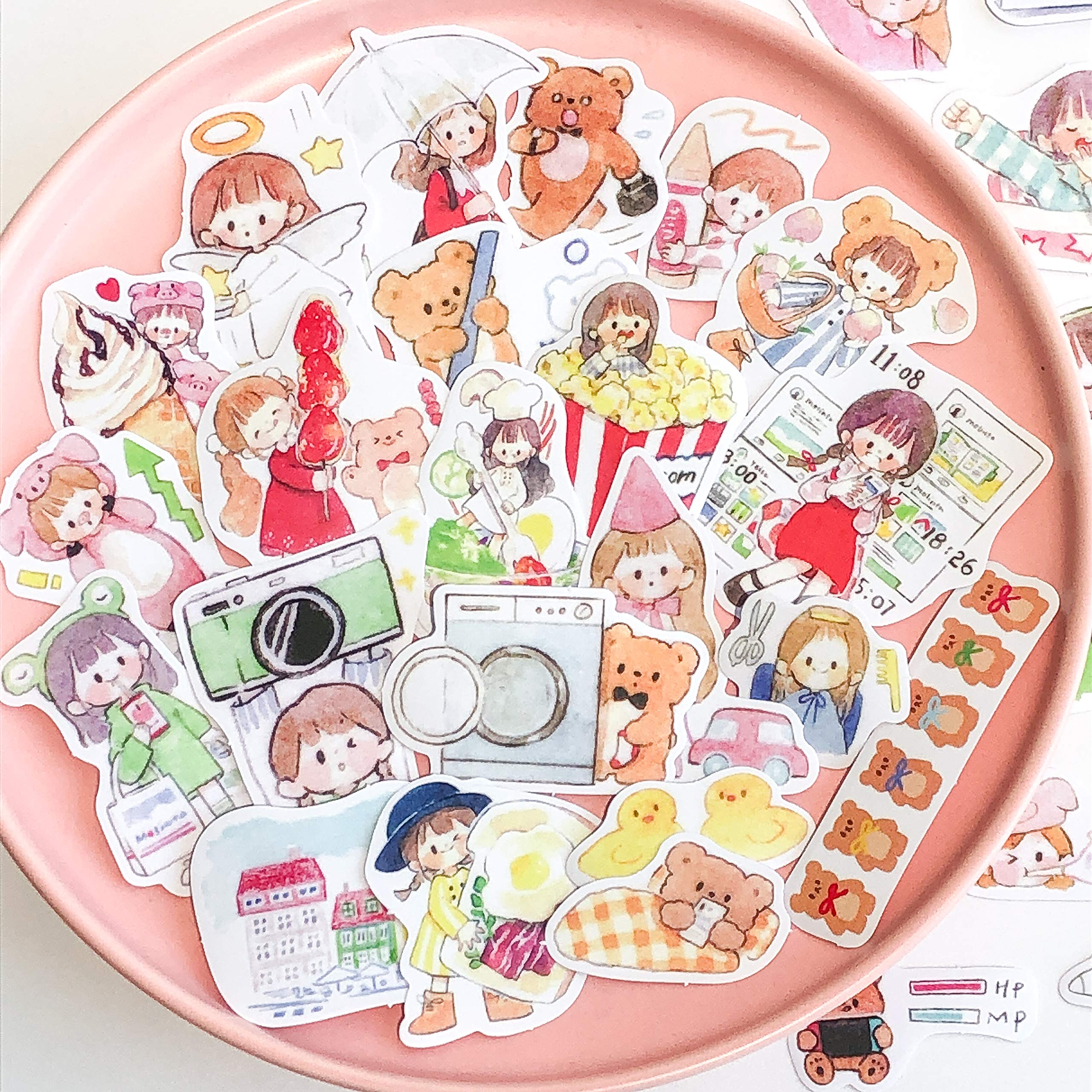 160Pcs Kawaii Journal Stickers Set - Cute Girls & People Scrapbooking Stickers for DIY Crafts, Bullet Journaling, Planner Decoration - Perfect for Scrapbooks, Diaries, Gift Wrapping & School Projects