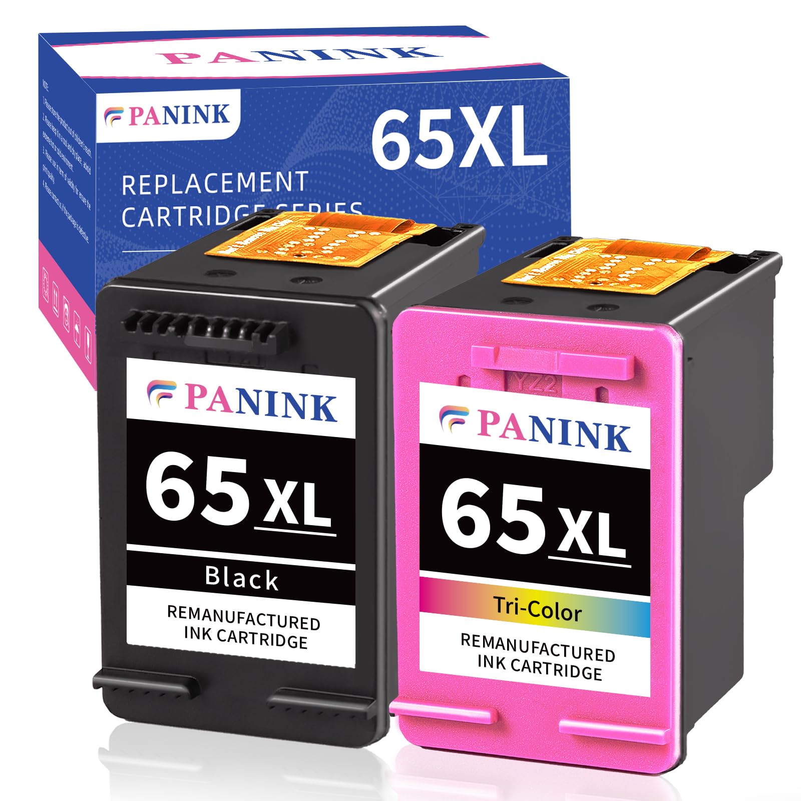 Remanufactured HP 65 XL Ink Cartridges (2-Pack) - Black Combo Replacement for HP 3755, 3752, 2655, 3722, 3758, 2652, 5055, 5052, 5058 Printers | High-Quality Printer Ink for Home & Office Use