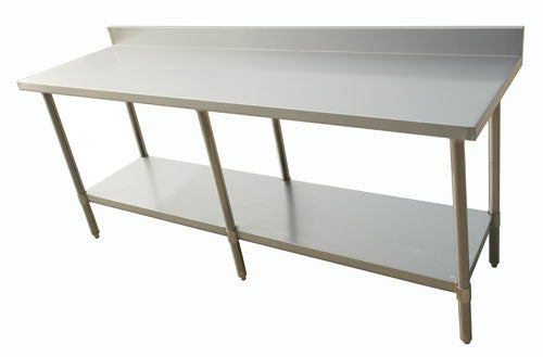 Nella 30 x 84 Inch Stainless Steel Worktable with Backsplash - Commercial Kitchen Prep Table, Restaurant Workstation, Food Prep Surface for Home & Professional Use