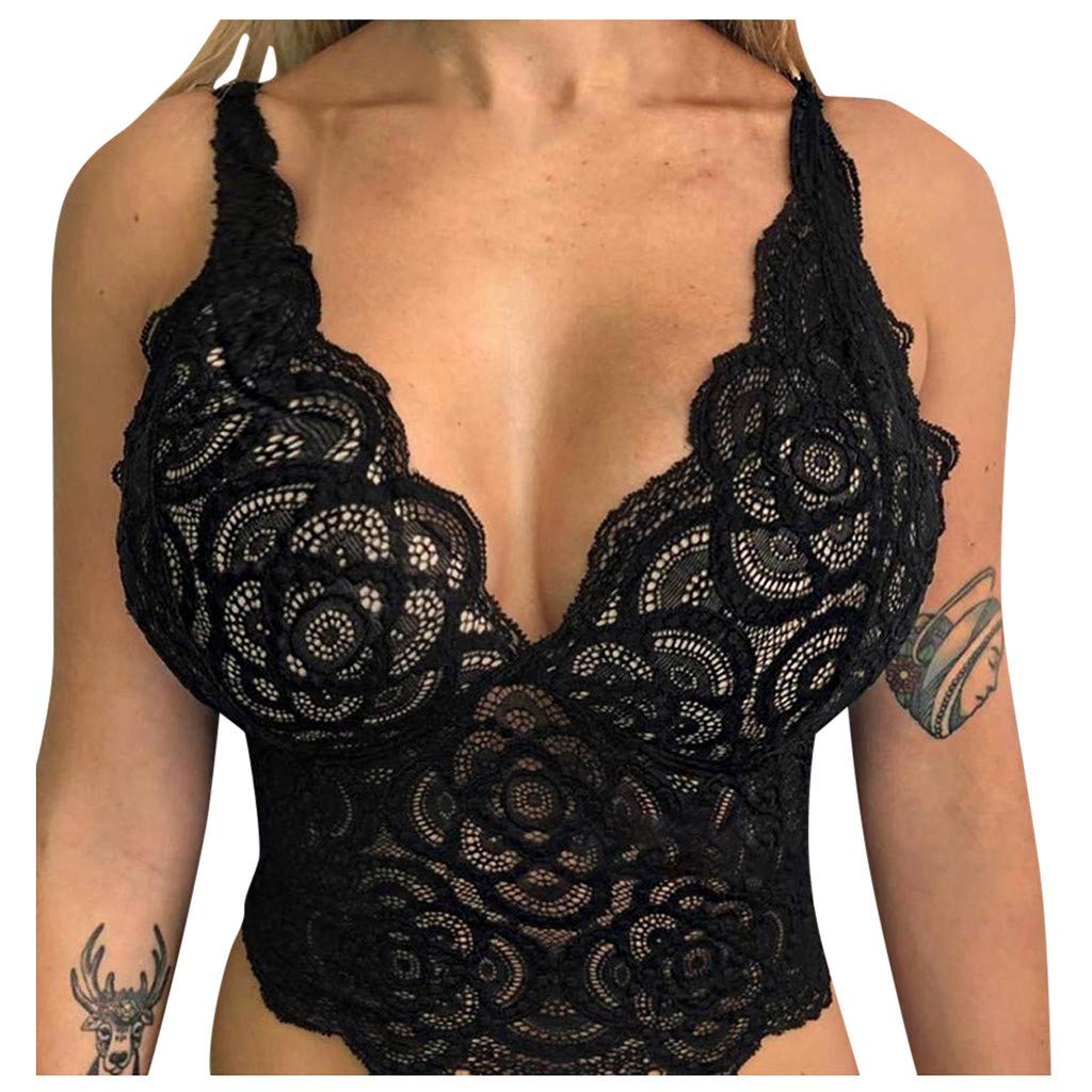 VOWUA Plus Size Floral Lace Lingerie Set - Seamless Corset Bralette & Cami Crop Top for Women | Comfortable Underwear for Everyday Wear, Date Night & Special Occasions