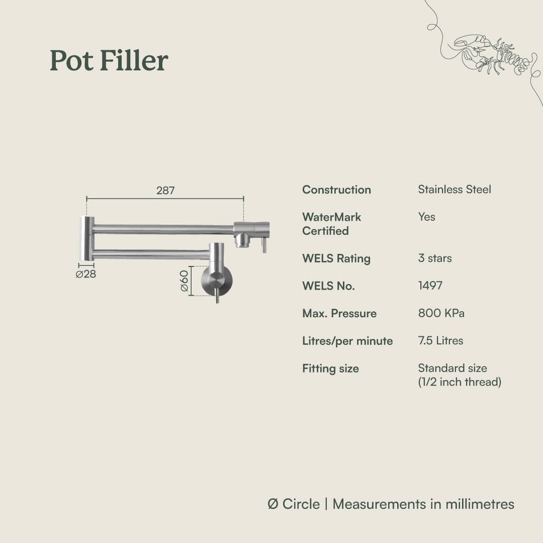 Brass Pot Filler Faucet - Brushed Nickel Finish for Kitchen Sink - Perfect for Cooking, Filling Pots & Pans Easily
