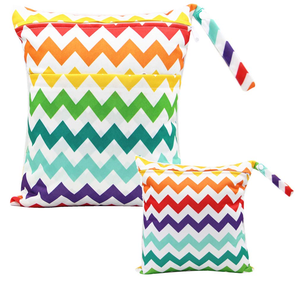 Xingmo Waterproof Wet Dry Bag - Reusable Zipper Diaper Organizer & Hanging Storage for Baby Clothes (Medium + Large, 5-Pack) - Perfect for Daycare, Travel, Beach & Swimming Pool Essentials