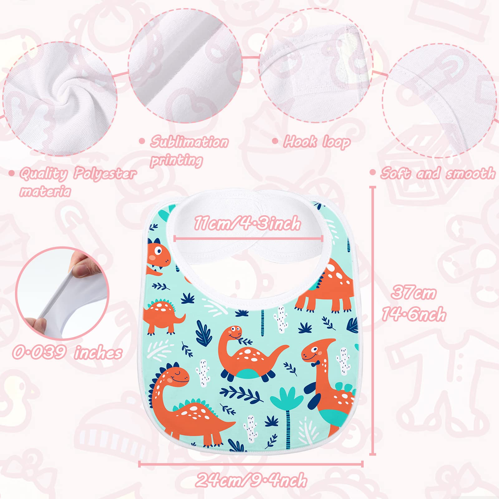 36 Pack Geyoga Sublimation Blank Baby Bibs - Bulk Washable DIY Feeder Bibs for Infants & Toddlers (White) - Perfect for Custom Designs, Baby Showers & Everyday Use