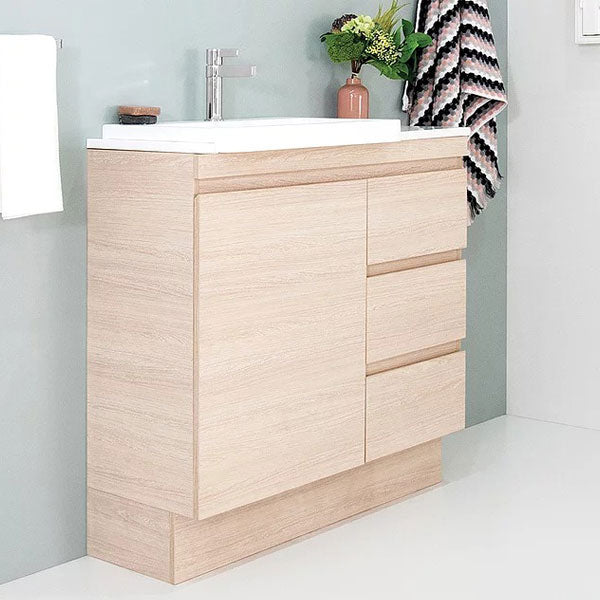 ADP Glacier Pro Semi-Recessed Vanity Set with Solid Surface Top - 3-Piece Door & Drawer Bathroom Vanity for Modern Homes | Perfect for Master Bath, Guest Bath & Powder Room Renovations