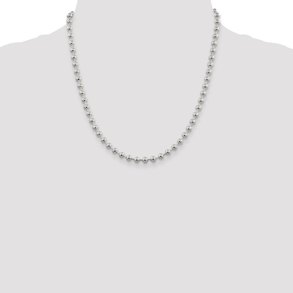 5mm Sterling Silver Beaded Chain Necklace - Elegant Black Bow for Gifts & Parties