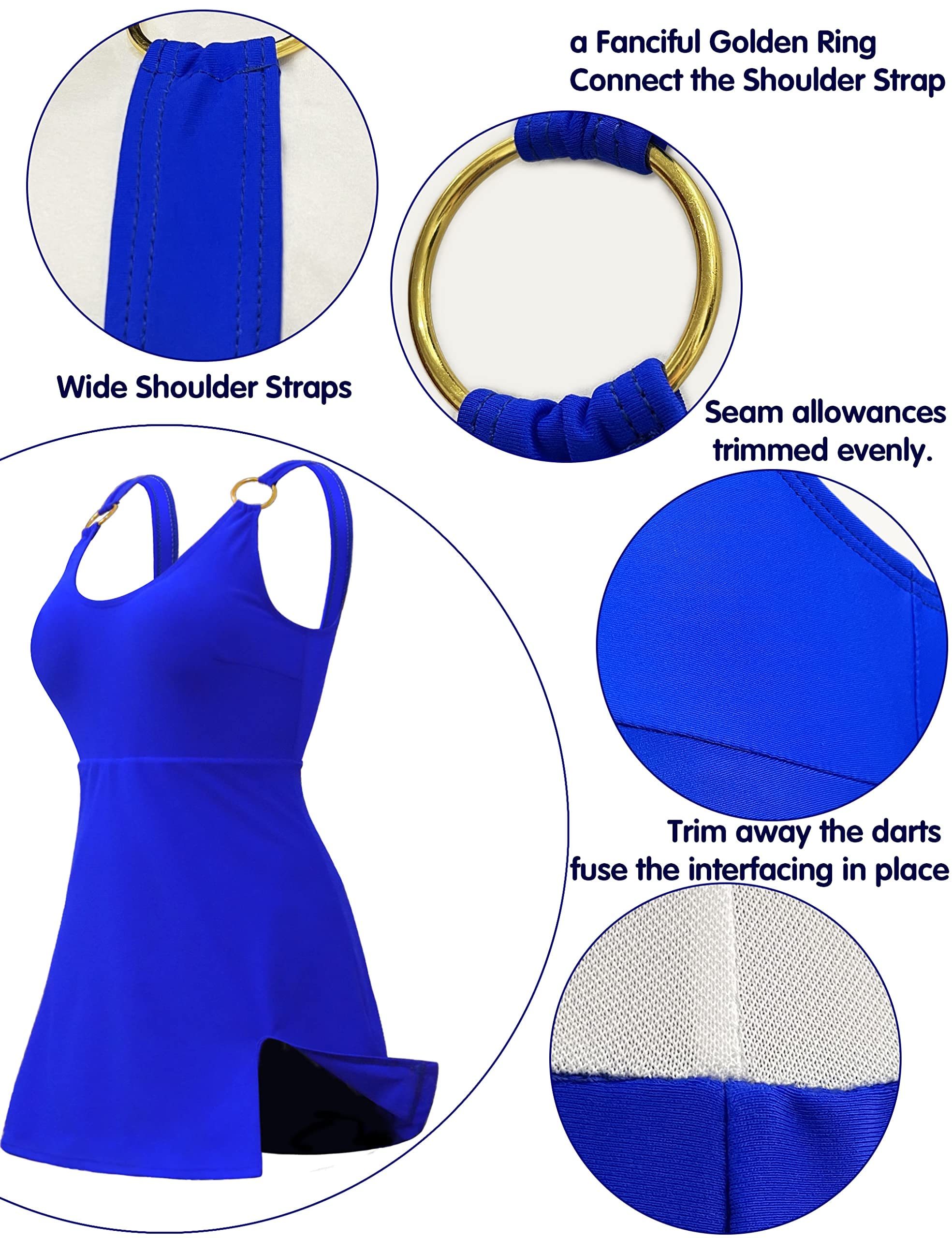 **AONTUS Women's Plus Size Tummy Control One Piece Swimsuit - High Waisted Swim Dress for Beach, Pool & Vacation**