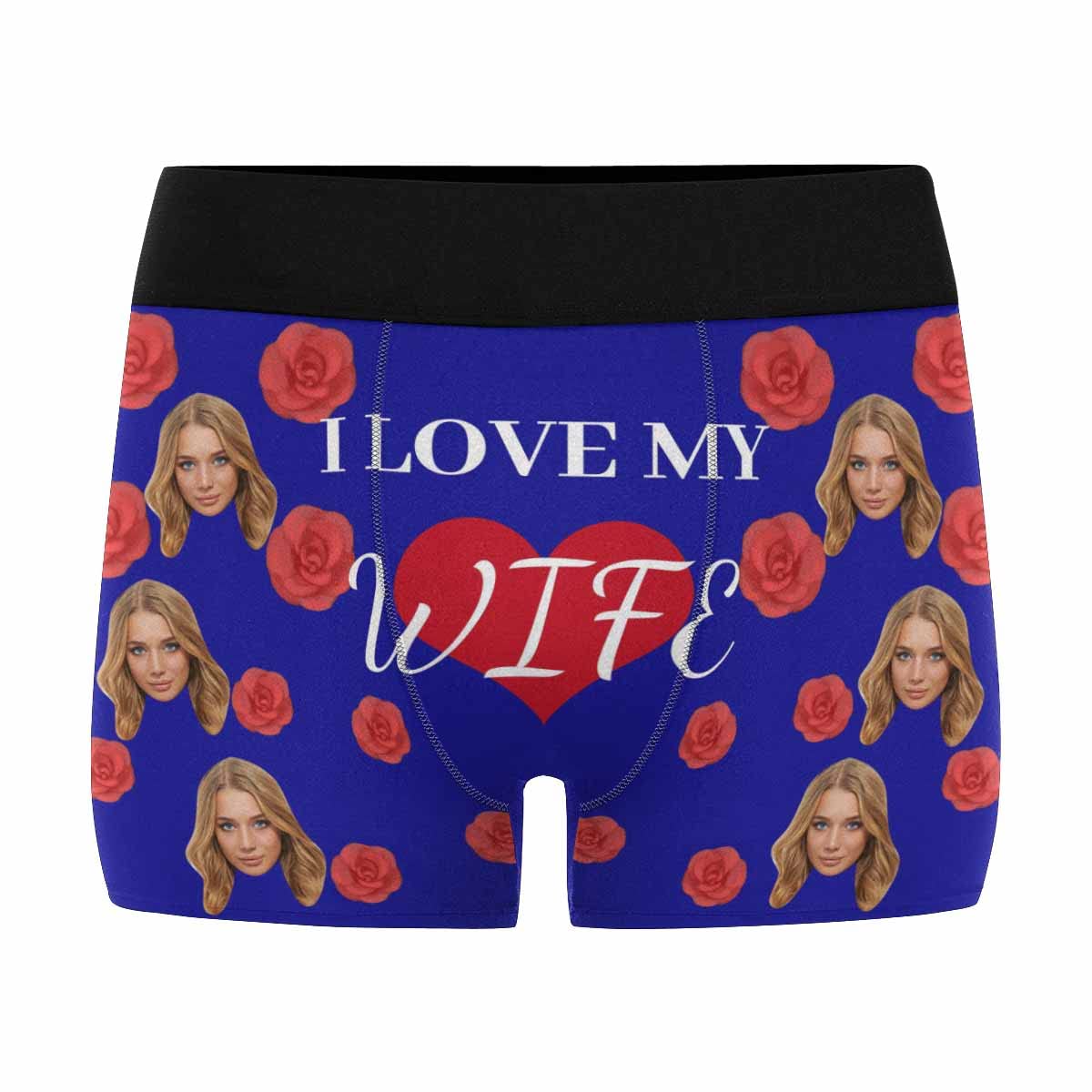 Custom Printed Men's Boxer Briefs with Red Rose Heart Design - Personalized Underwear for Gifts, Valentine's Day & Romantic Occasions
