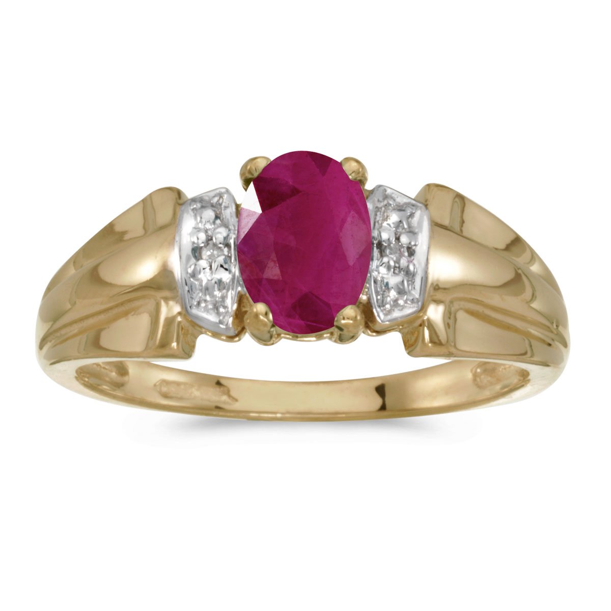 14K Yellow Gold Ruby & White Diamond Anniversary Wedding Ring - Perfect for Engagements, Anniversaries & Romantic Gifts