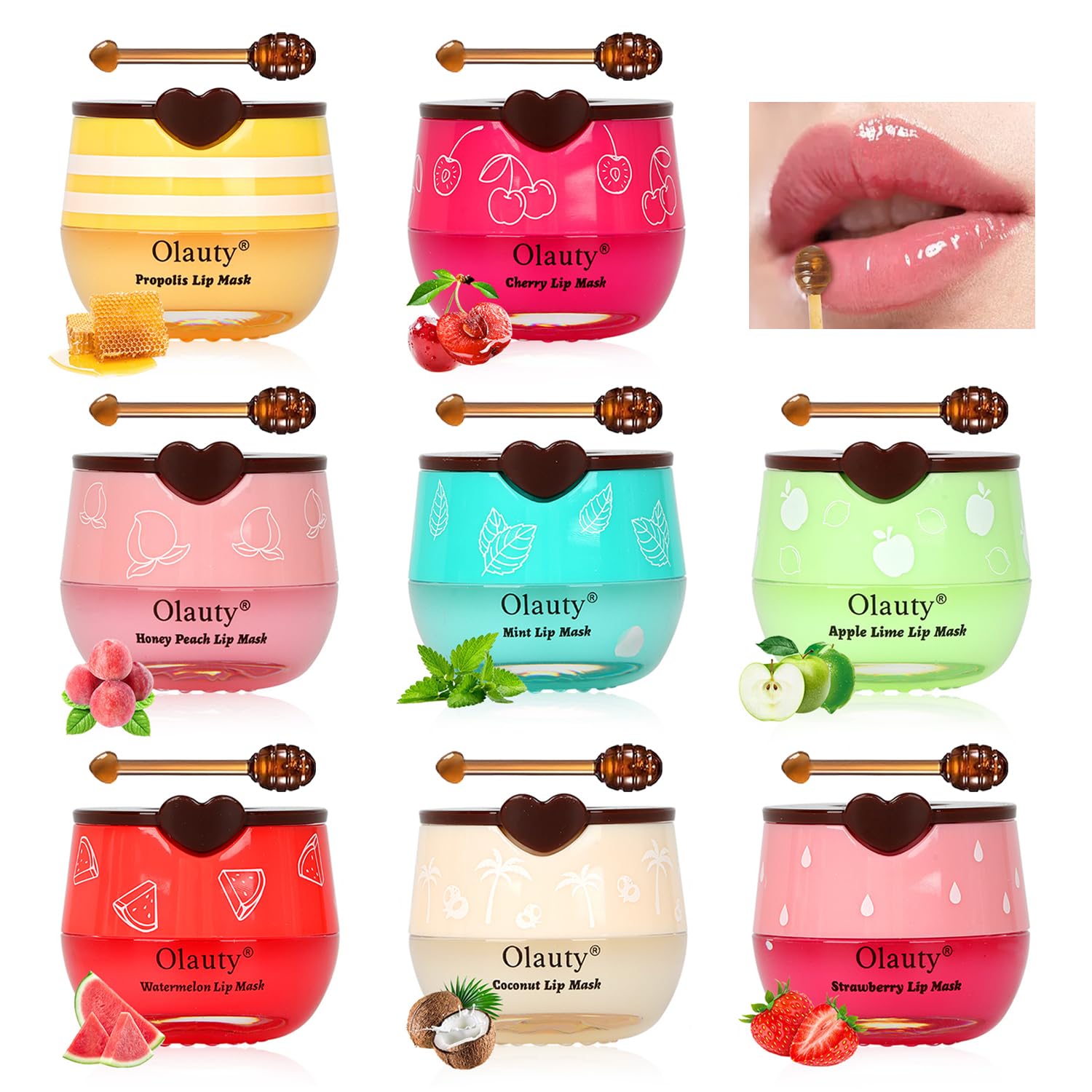 8 PCS Honey Bee Lip Balm Set - Fruity Hydrating Lip Sleeping Mask & Exfoliator for Dry, Cracked Lips - Overnight Moisturizing Lip Care to Reduce Lip Lines - Perfect for Nighttime Lip Treatment & Daily Hydration