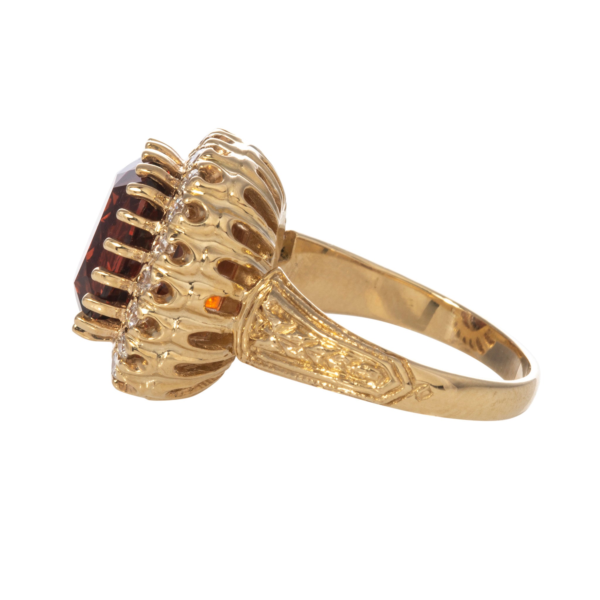 14K Yellow Gold Garnet & Diamond Cluster Ring for Women - Elegant Jewelry Gift for Anniversary, Engagement & Special Occasions