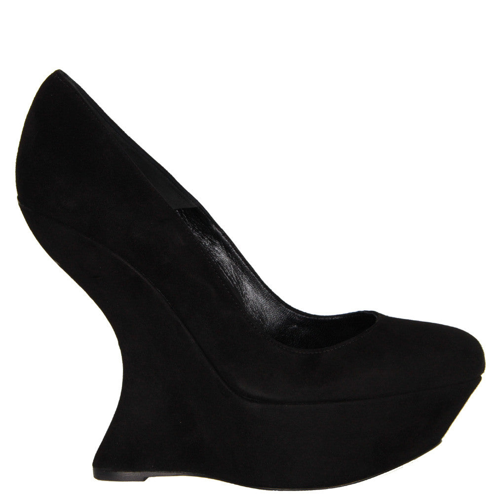 Black Suede Armadillo Wedge Sandals for Women - Comfortable Chunky Heel Shoes for Casual Outings & Summer Parties