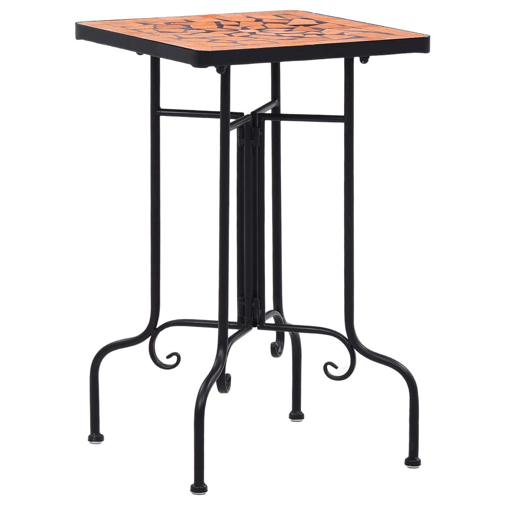 Stylish Terracotta Ceramic Side Table - Multi-Functional Nightstand, Coffee Table & Snack Storage with Mosaic Design - Perfect for Living Room, Bedroom & Office Use