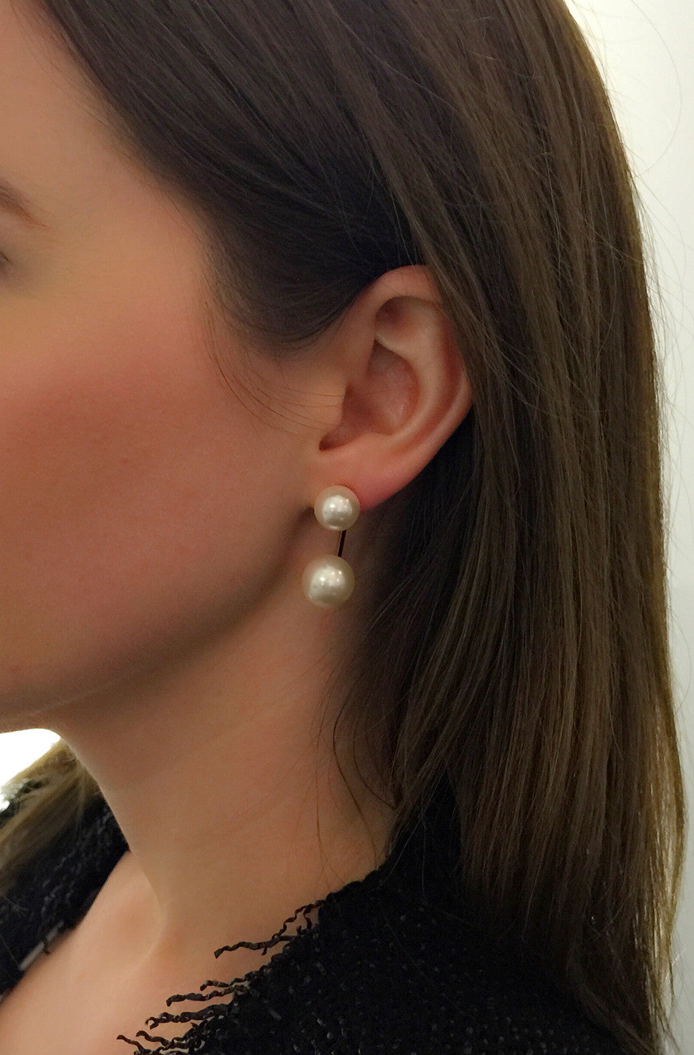Rose Gold Floating Pearl Stud Earrings for Women - Elegant & Dainty Jewelry for Everyday Wear, Date Nights & Special Occasions