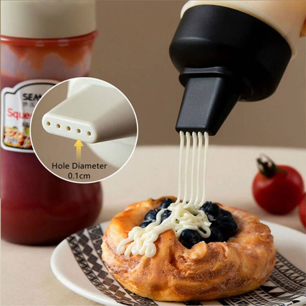 Ramkuwar 3-Piece BPA-Free Squeeze Bottles with Measurement Marks - Perfect for Ketchup, BBQ Sauce, Syrup, Condiments & Paint - Ideal for Home Kitchen, Restaurants & DIY Projects