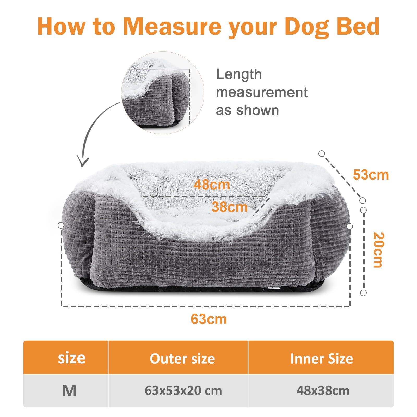 FURTIME Washable Medium Dog Bed - Ultra Soft Plush Flannel Calming Pet Bed for Anxious Dogs, Machine Washable, Grey - Perfect for Crates, Kennels & Home Use