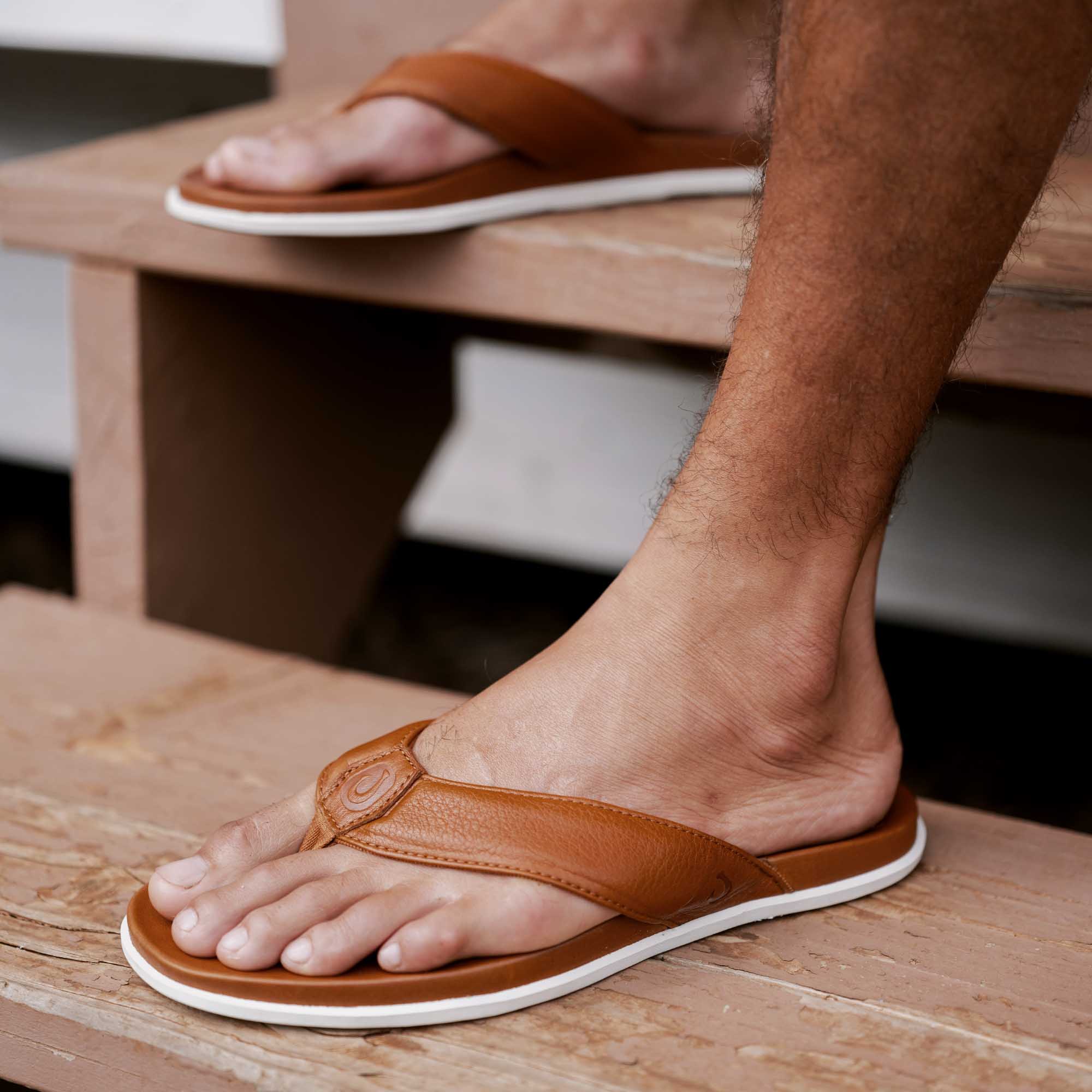 Olali Men's Leather Sandals - Premium Fox Brown Genuine Leather Comfortable Outdoor Summer Sandals for Beach, Travel & Casual Wear