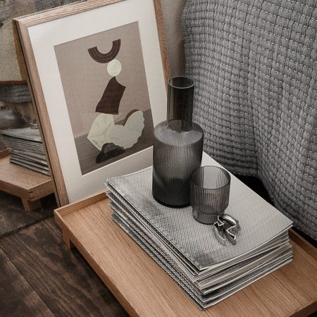 FERM LIVING Ripple Carafe Set - Elegant Smoked Grey Glass Pitcher with Matching Cups for Water, Juice & Wine | Perfect for Dining, Entertaining & Home Decor