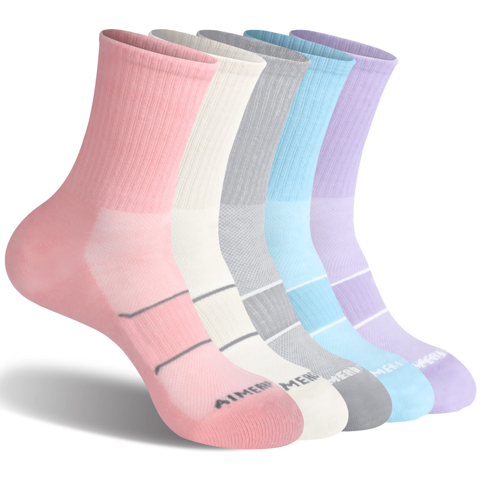 AIMERDAY Women's Performance Crew Socks with Arch Compression - Breathable Athletic Running Socks for Sports & Workouts - Ideal for Jogging, Gym Training and Daily Active Wear