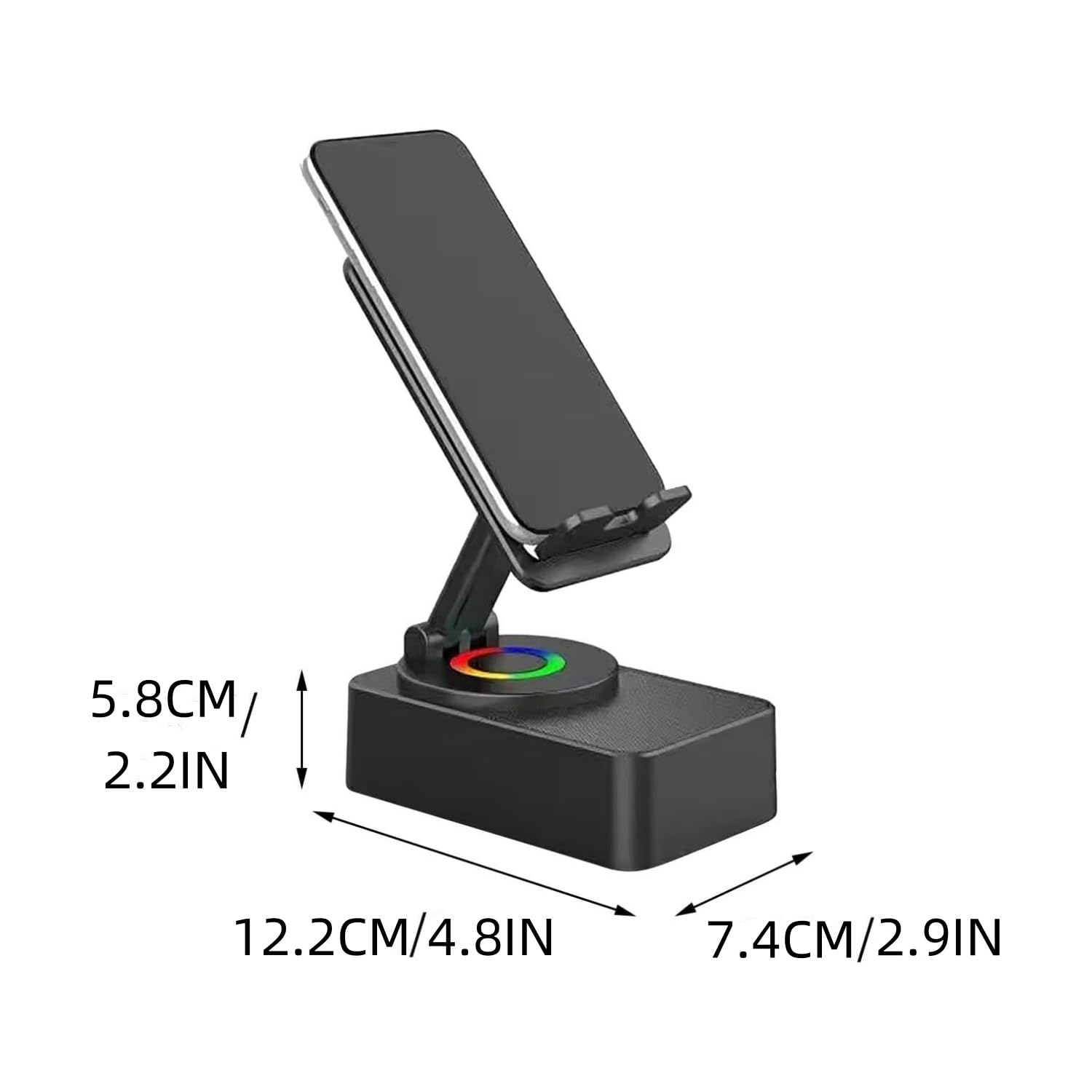 QLNGSHP 3-in-1 Bluetooth Audio Power Phone Holder - Foldable Cell Phone Stand with Wireless Speaker & 10000mAh Power Bank, 360° Rotatable Non-Slip Design for Home, Office & Car Use (Black)