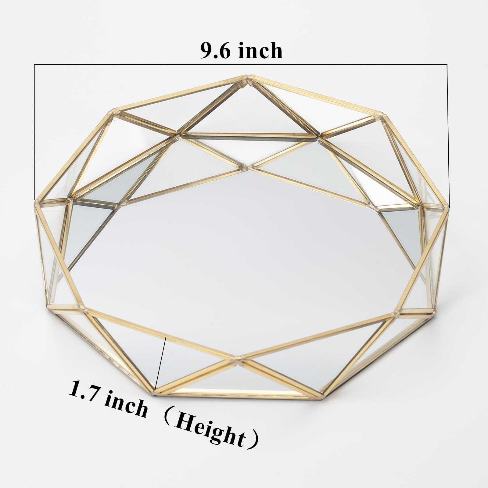 Elegant Gold Mirror Glass Perfume Tray - Vanity Makeup Organizer & Decorative Dresser Tray for Bathroom Countertop, Bedroom, and Luxury Home Decor | Perfect for Jewelry Display & Fragrance Storage