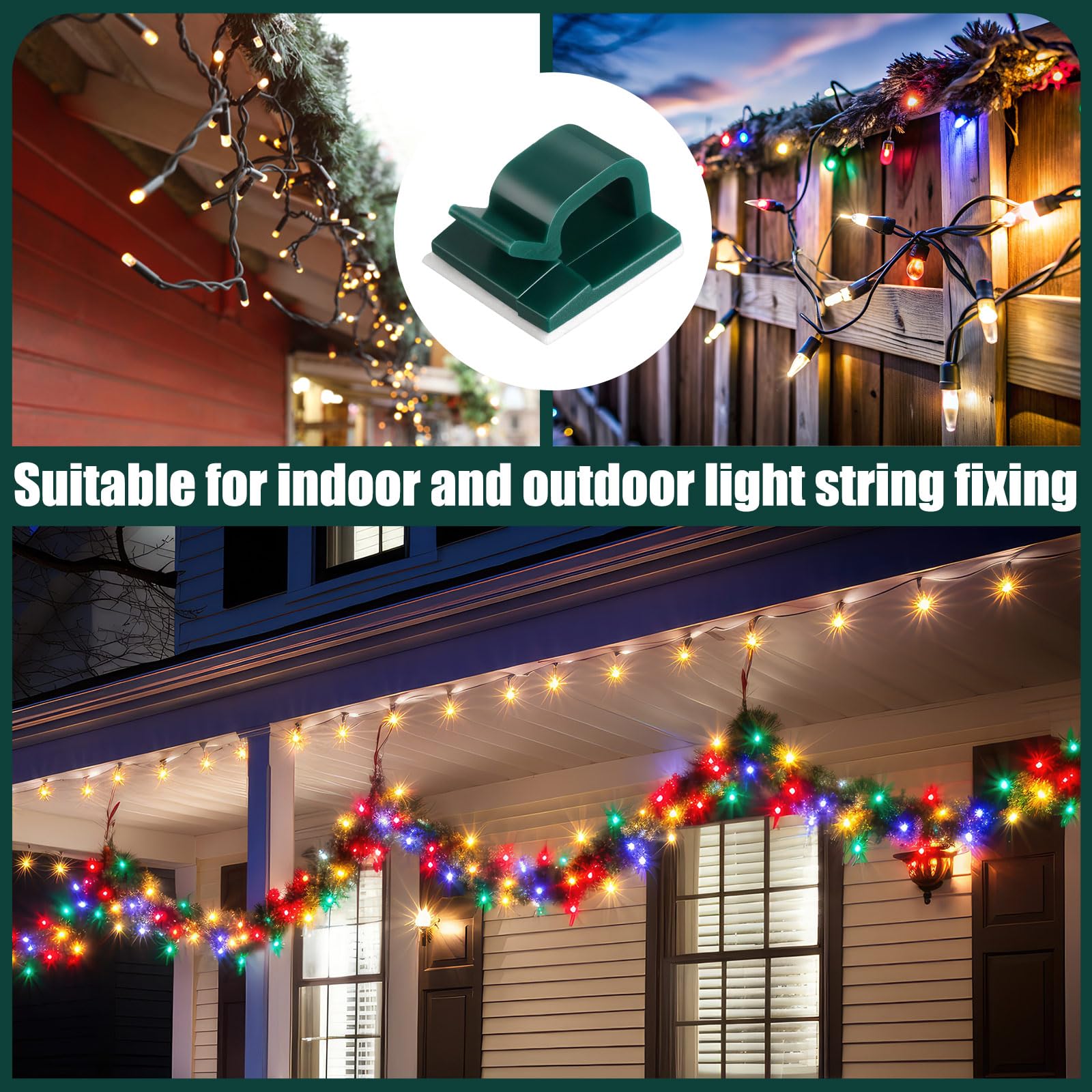 Blulu 100 Pcs Adhesive Cable Clips - Heavy Duty Wire Holders & Light Hooks for Outdoor String Lights, Rope Management, Home Office Organization - Perfect for Christmas Decor, Garden, Party & DIY Projects