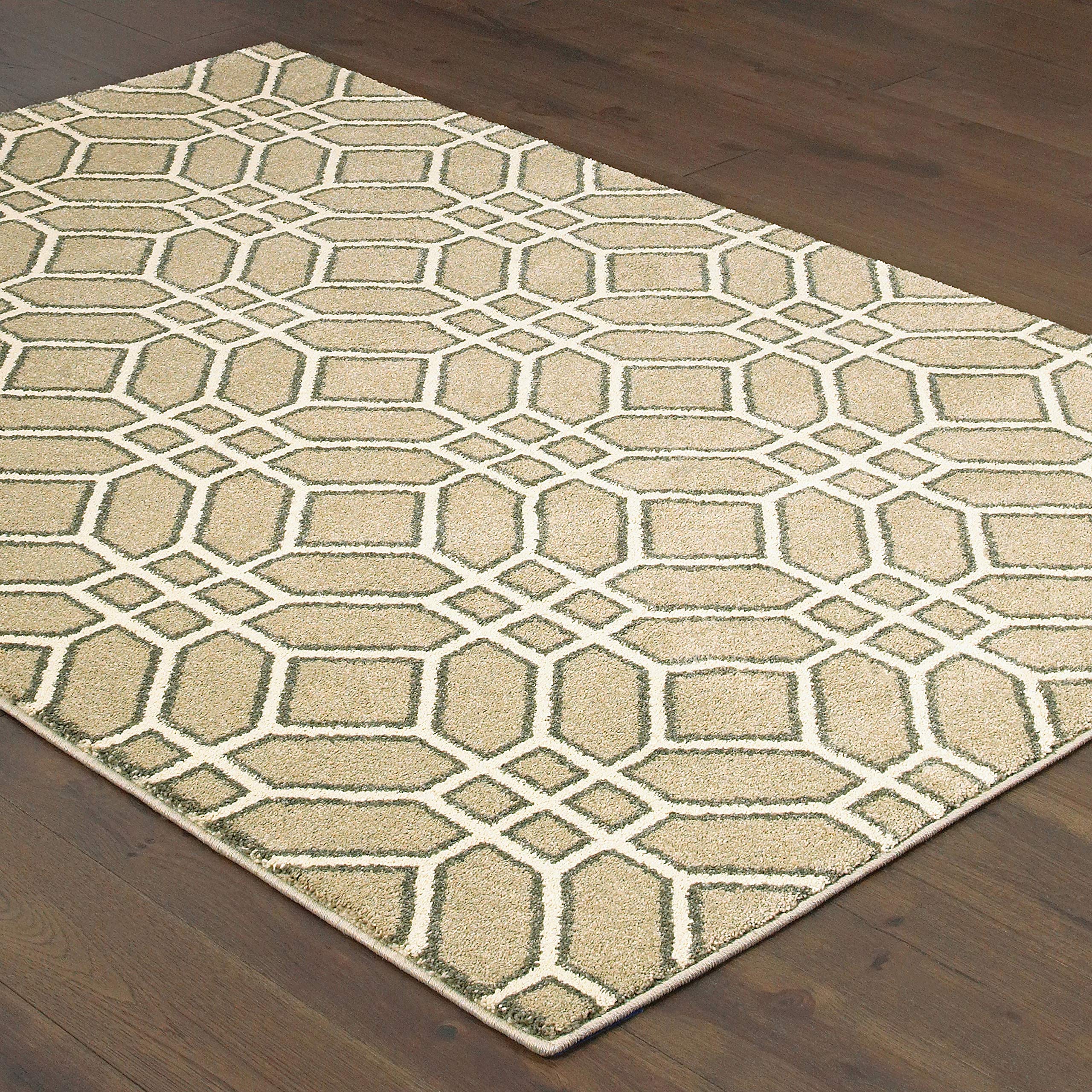 Lyla Contemporary Geometric Area Rug 4x6 Feet - Modern Sand & Ivory Design for Living Room, Bedroom, or Office Decor | Solo Rugs