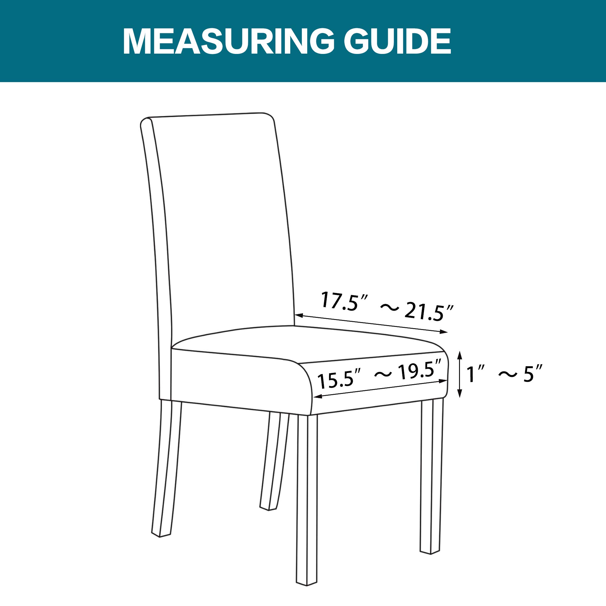 Turquoise Stretch Dining Chair Covers Set of 6 - Washable & Removable Kitchen Chair Slipcovers, Seat Protectors for Dining Room Chairs - Perfect for Home Decor, Family Gatherings & Daily Use